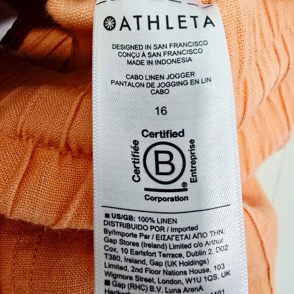 Athleta Cabo Linen Jogger Peach Lightweight Drawstring Size 16 - Picture 6 of 11